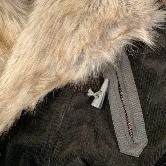 Free People Black Bomber Jacket with Faux Fur Collar - Picture 14 of 16